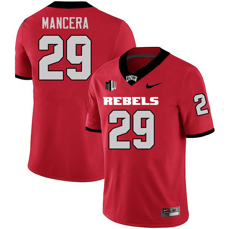 Men #29 Isaac Mancera UNLV Rebels College Football Jerseys Stitched-Scarlet Men #29 Isaac Mancera UNLV Rebels College Football Jerseys Stitched-Scarlet